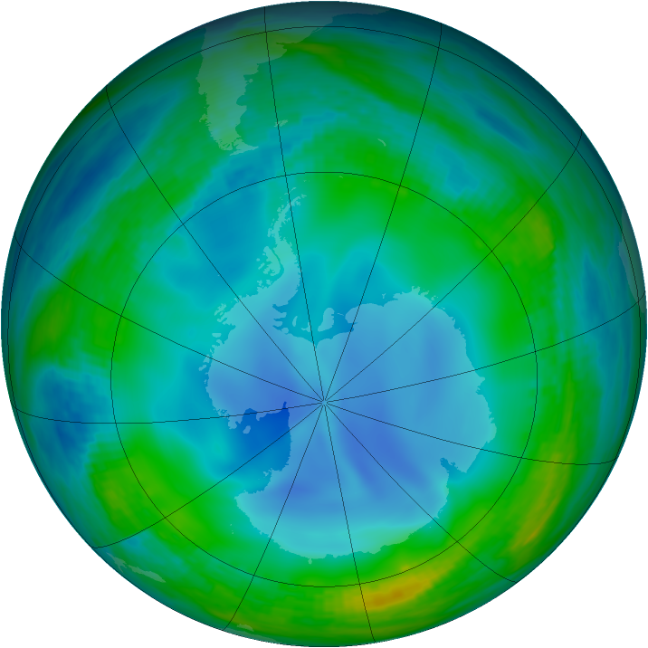 Antarctic ozone map for 19 June 1988